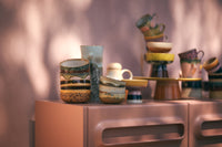 HKLIVING 70s ceramics tapas bowls styled on shelving with mixed glazes
