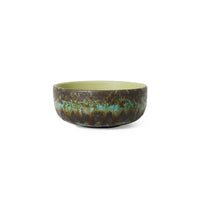 HKLIVING 70s ceramics tapas bowl in tidal with green blue reactive glaze
