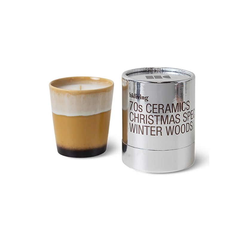 HKLIVING Winter Woods candle with silver gift packaging – 70s Ceramics Christmas edition
