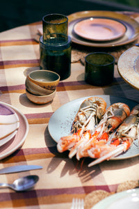 HKLIVING 70s XS tapas bowls – Marine set styled on an outdoor summer table with seafood and glassware