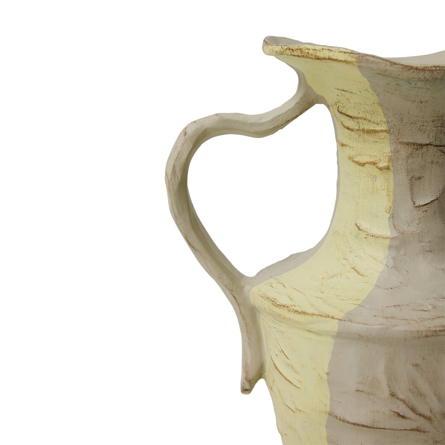 close up of HKLIVING cream striped vase handle showing artisanal texture
