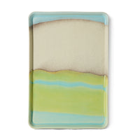 large stoneware glint tray by HKLIVING showing colourful fluid glaze for playful serving