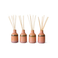 HKLIVING 70s Ceramics Miami reed diffuser in pink stoneware bottle with reeds