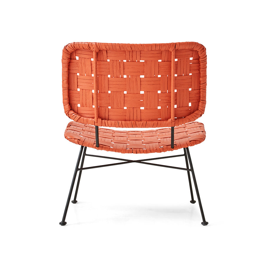 Orange woven HKLIVING chair with black metal legs on a white background
