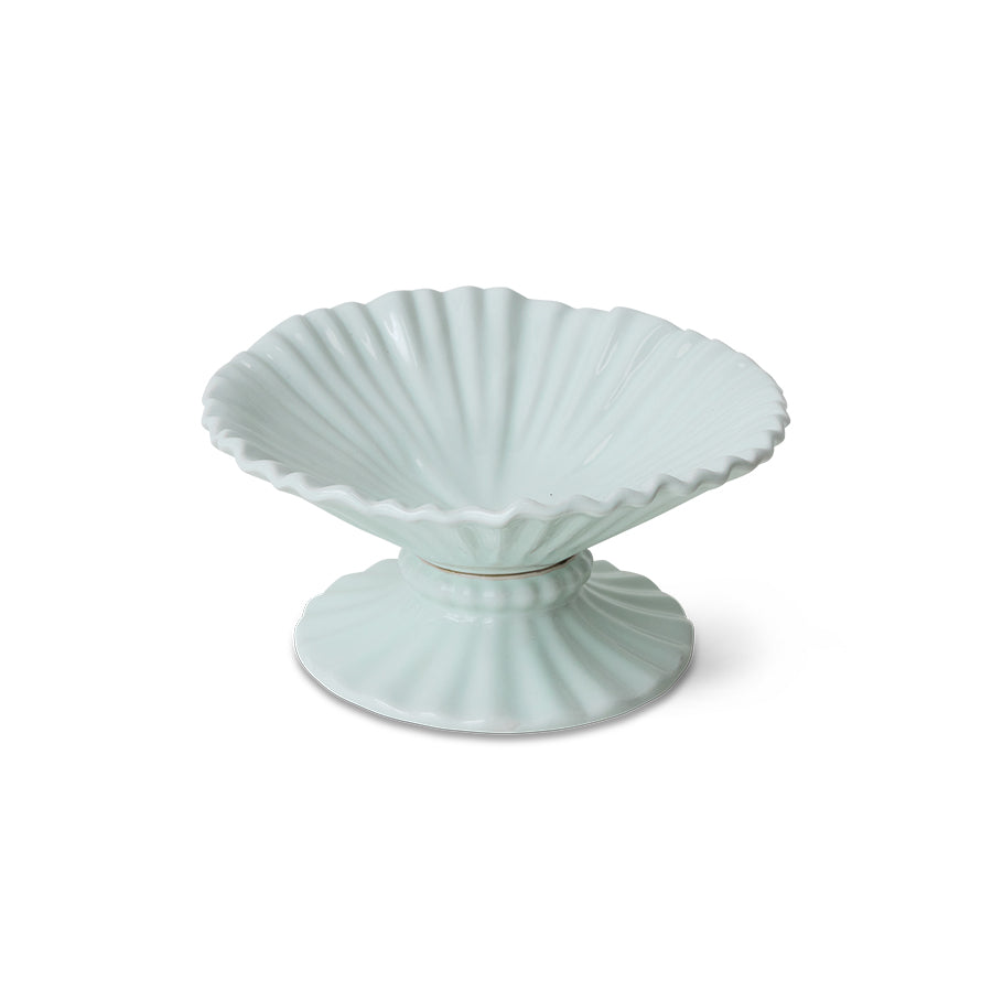 side angle of hkliving ribble bowl medium showing ribbed texture and pedestal base
