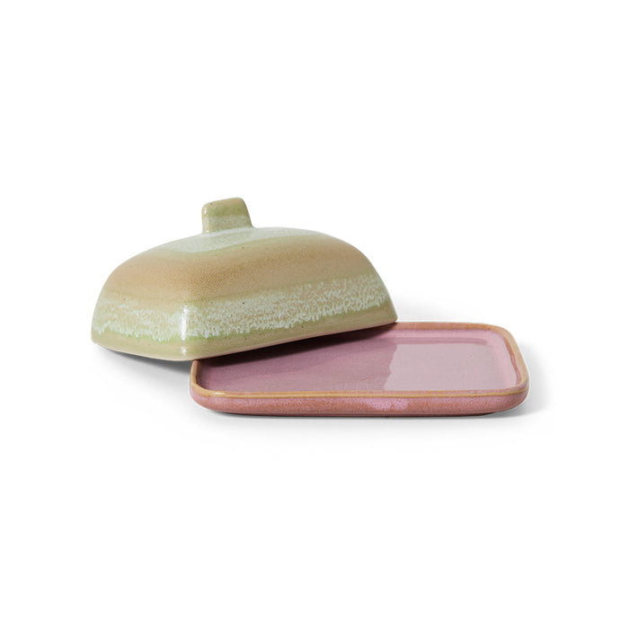 HKLIVING Skyline butter dish – lid angled with pink tray