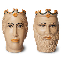 Hand-painted stoneware Sicilian heads – male and female set