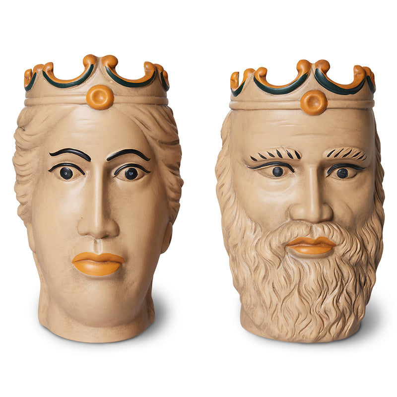 Hand-painted stoneware Sicilian heads – male and female set