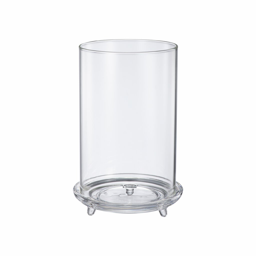 Holmen Lily clear glass hurricane candle holder with removable cylinder on a footed glass base