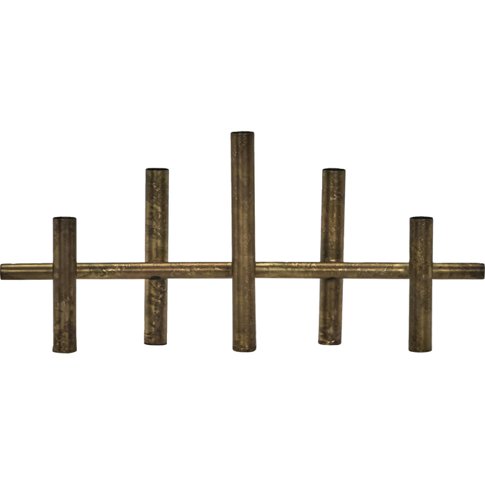 antique brass metal candle holder with staggered design for modern dining tables