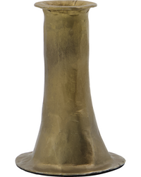 short antique gold candle holder with handcrafted uneven texture and flared base