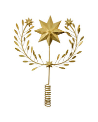 House Doctor Clip gold star tree topper with leafy branch wreath and spiral base