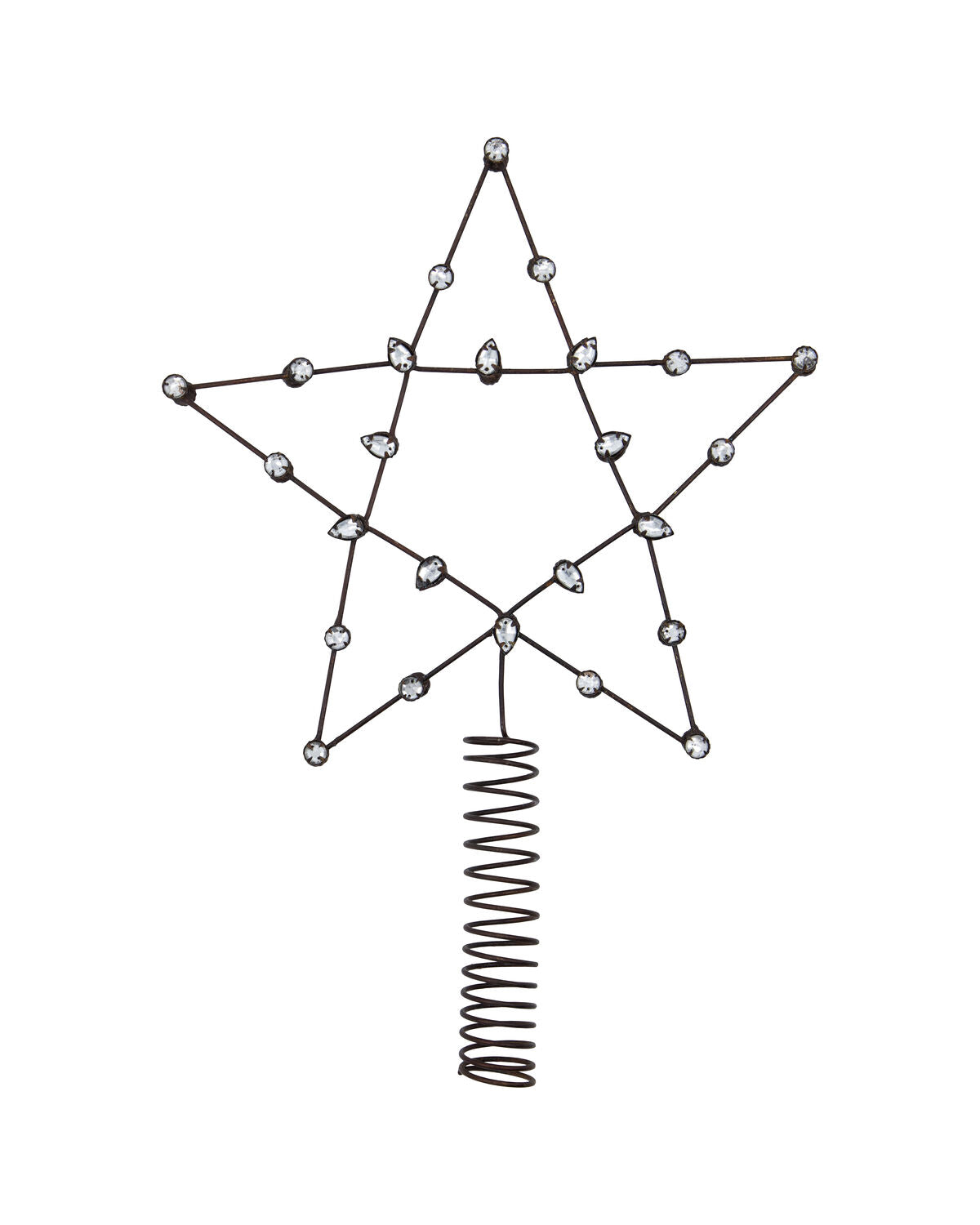 House Doctor Connect star tree topper in dark antique copper with clear beads and a spiral base