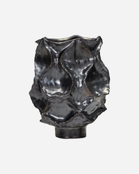 House Doctor HDWaves sculptural stoneware vase in antique metallic finish, front view.
