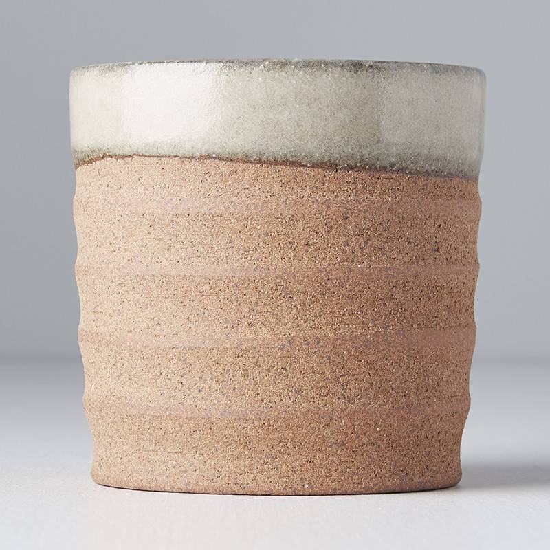 Grooved Mug Grey & Dark Clay Base