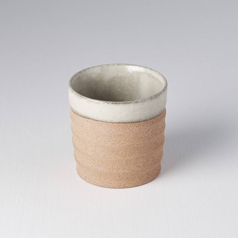 Grooved Mug Grey & Dark Clay Base