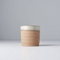 Grooved Mug Grey & Dark Clay Base