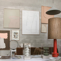 Stoneware Lamp Base in Red Lava Glaze 48cm by HKLIVING – Retro Colour for Warm Statement Lighting