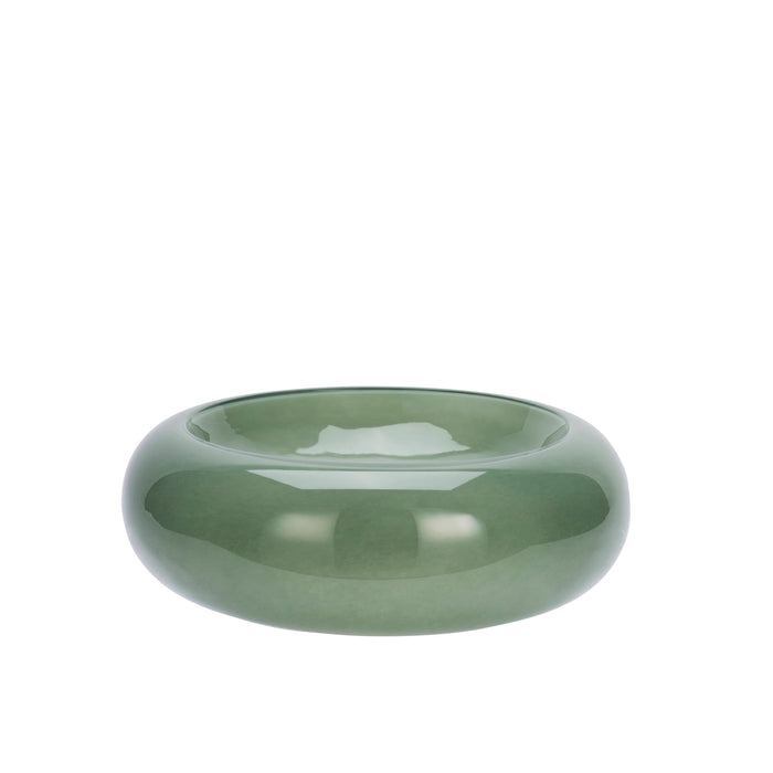 soft green sculptural glass bowl cut-out on white background
