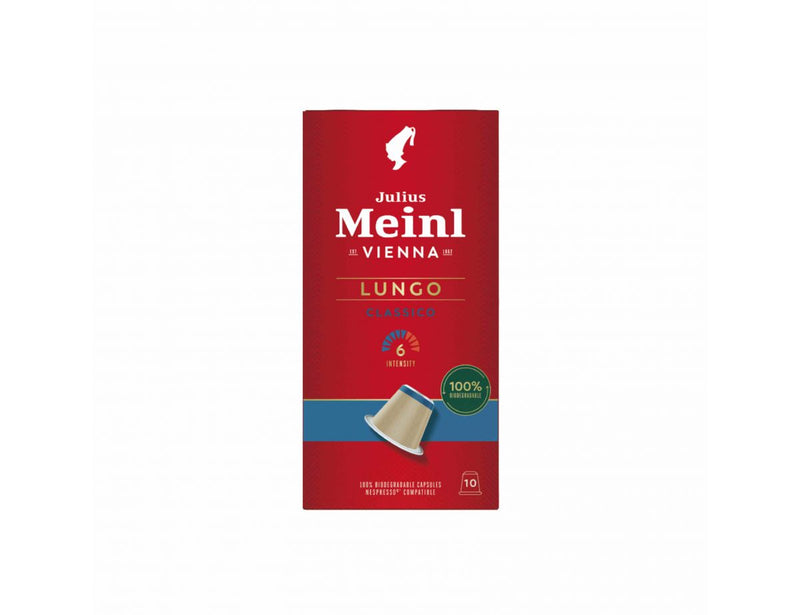 Nespresso compatible compostable lungo capsules by Julius Meinl