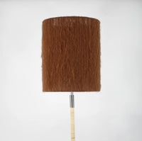 Juni rust mohair cylinder lamp shade by Olsson & Jensen on a lamp base