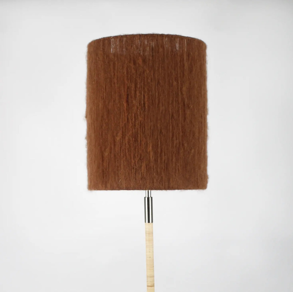 Juni rust mohair cylinder lamp shade by Olsson & Jensen on a lamp base