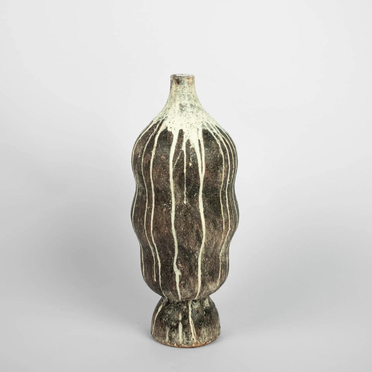 Kenzo sculptural ceramic decorative object by Olsson & Jensen with ribbed form and drip glaze