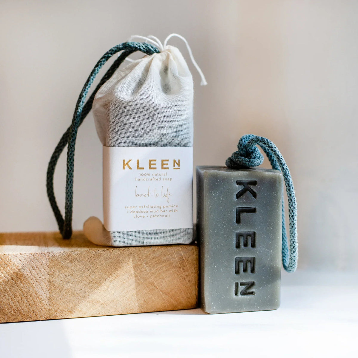 KLEEN Back to Life pumice soap on a rope, alternative view