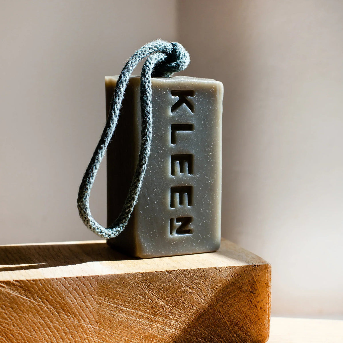 Back to Life volcanic pumice and Dead Sea mud soap on a rope by KLEEN, lifestyle image