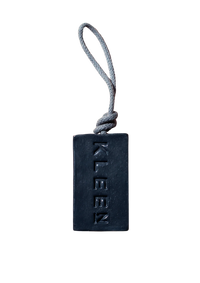 Blue Velvet charcoal vegan soap on a rope by KLEEN with recycled cotton rope, product cut-out