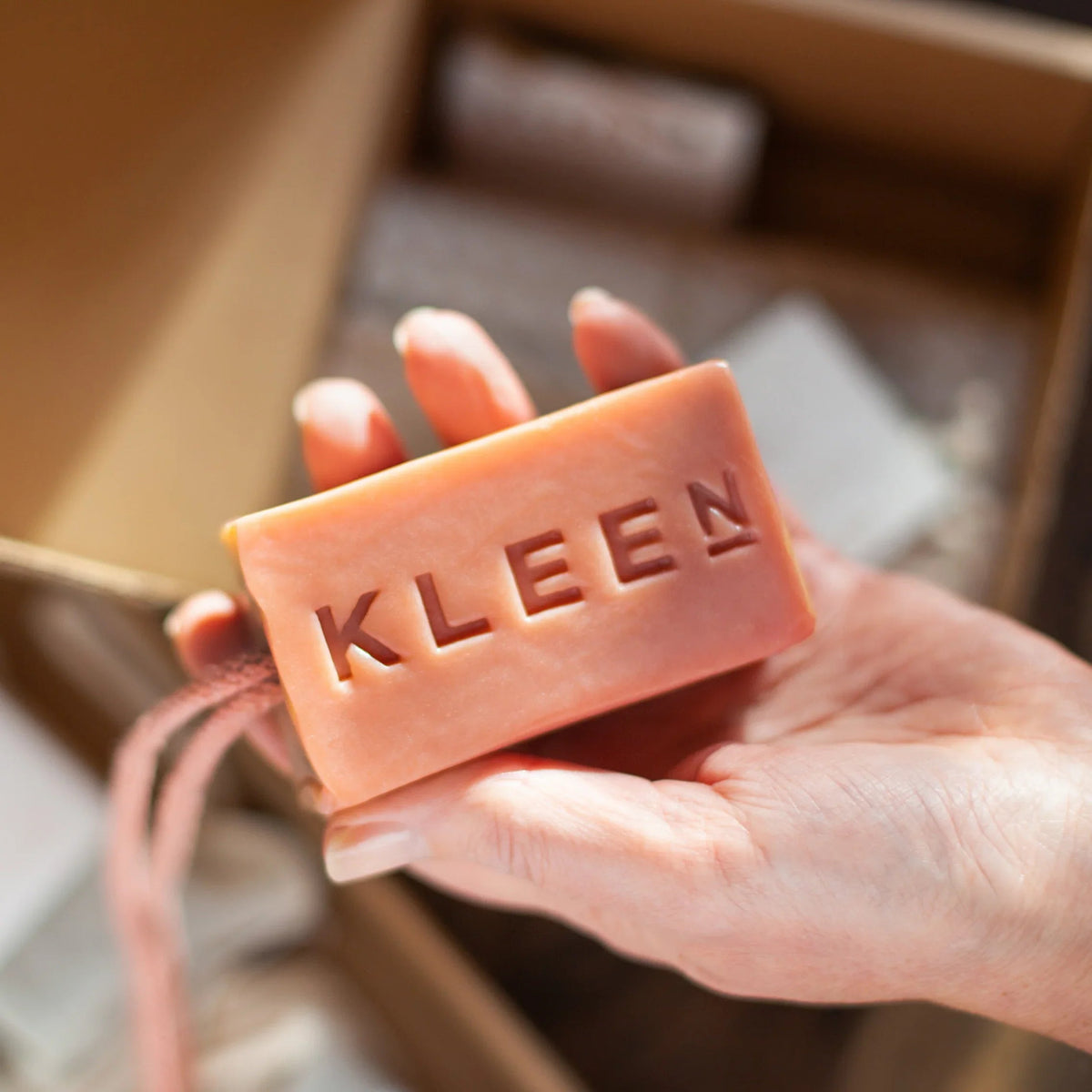 KLEEN Good Vibrations handmade soap on a rope, alternative view