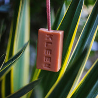KLEEN Good Vibrations pink clay soap on a rope, further view