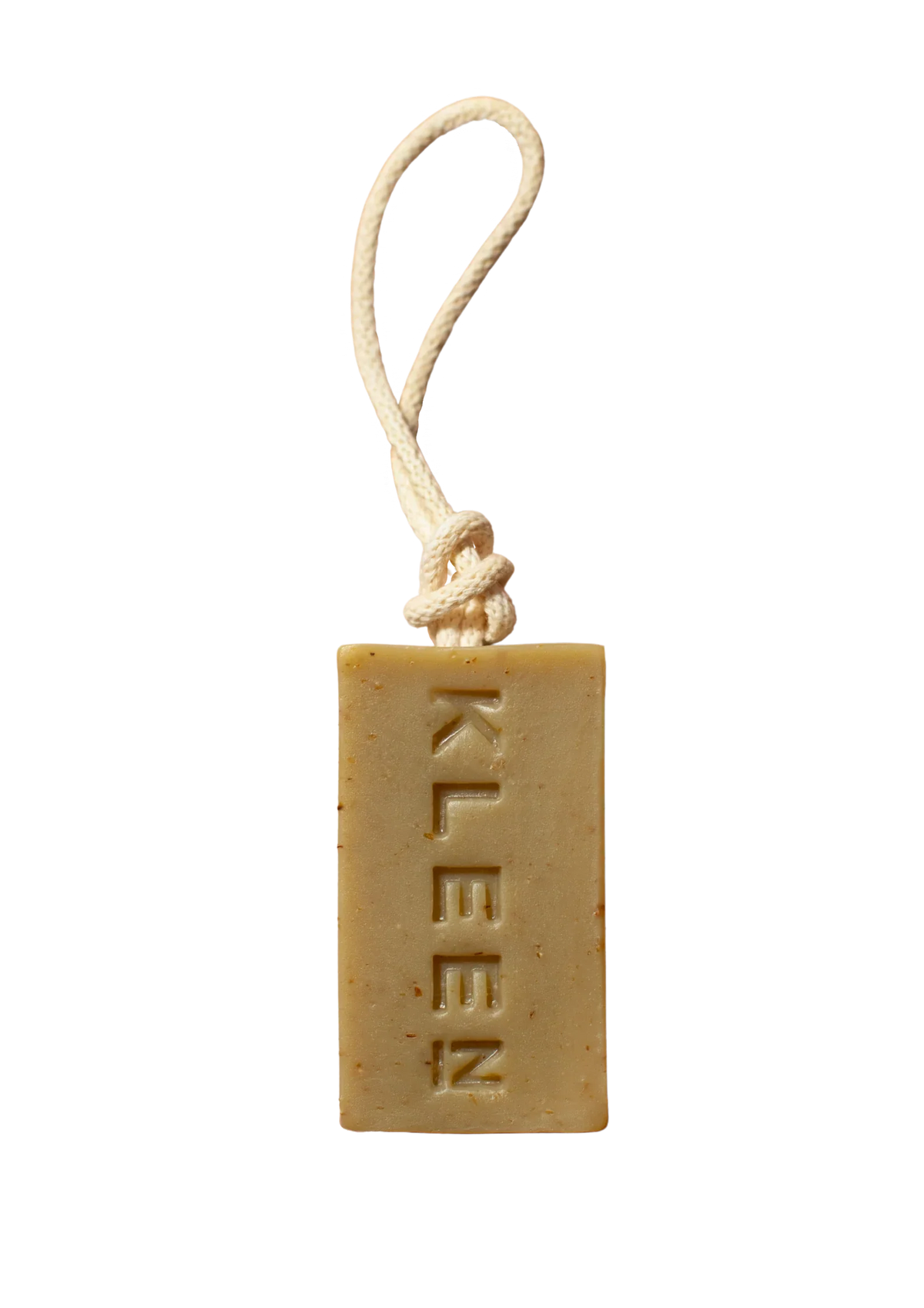 Woodstock vegan soap on a rope by KLEEN with recycled cotton rope, product cut-out