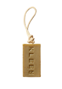 Woodstock vegan soap on a rope by KLEEN with recycled cotton rope, product cut-out