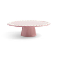 &klevering whip pink cake stand with piped rim on pedestal, cut-out
