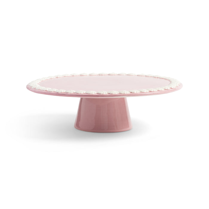 &klevering whip pink cake stand with piped rim on pedestal, cut-out
