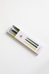 &k candle bravo greens gift box with three spiral dinner candles
