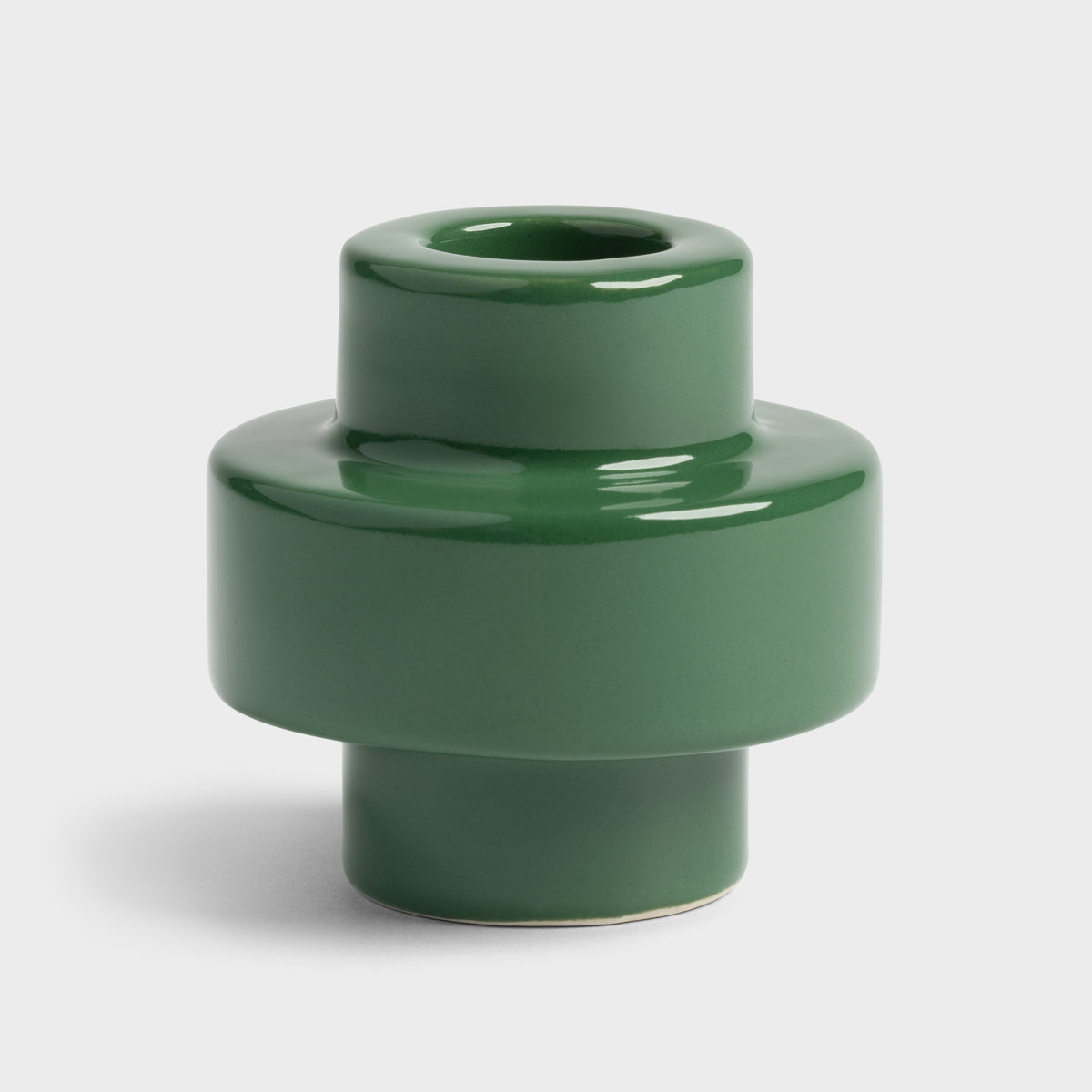 dark green stoneware candle holder by &klevering high-gloss finish
