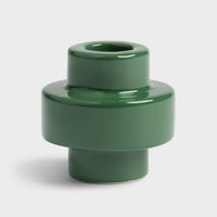 dark green stoneware candle holder by &klevering high-gloss finish

