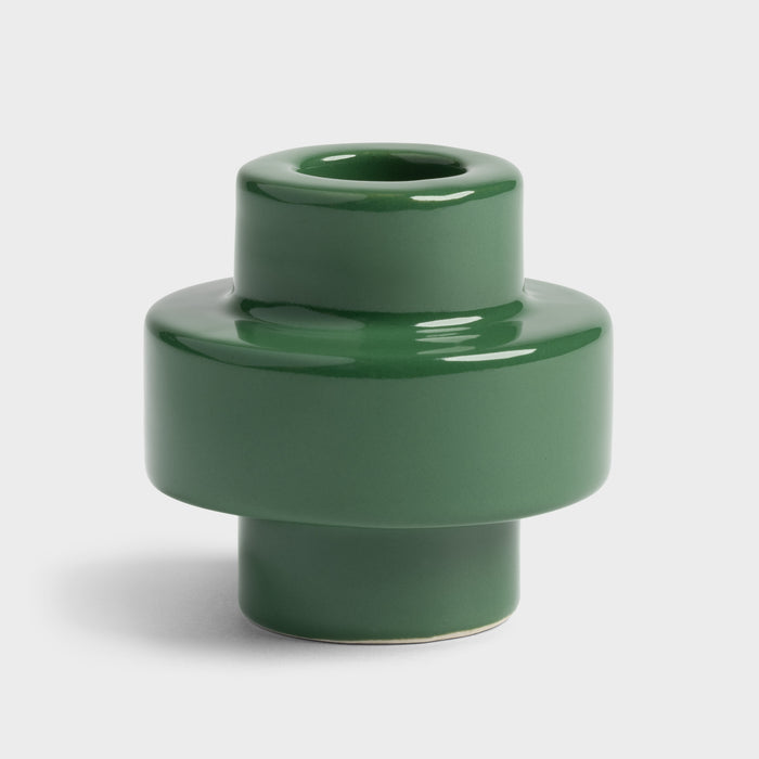 dark green stoneware candle holder by &klevering high-gloss finish
