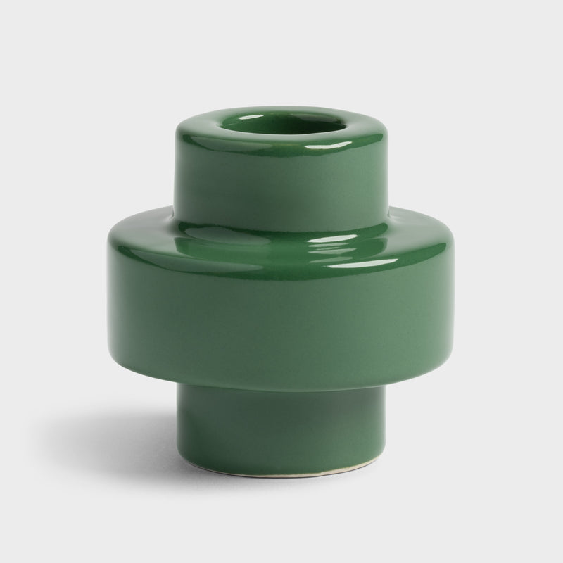 dark green stoneware candle holder by &klevering high-gloss finish
