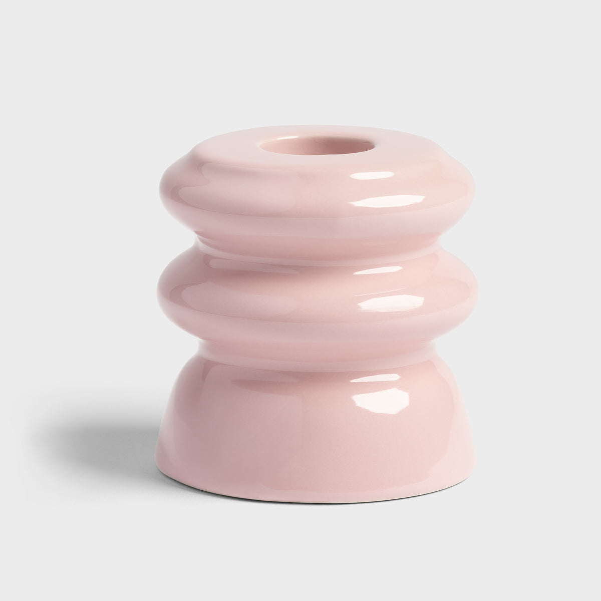 pink glossy candle holder by &klevering small stoneware accent
