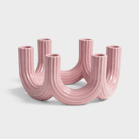 &k churros candle holder in glossy pink five-arm candelabra cut-out

