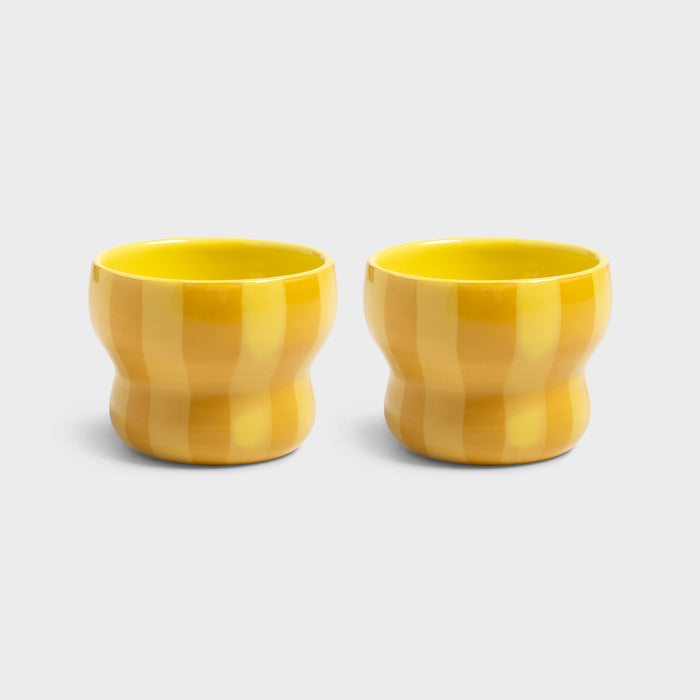 pair of &klevering circus large yellow striped mugs cut-out front view
