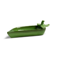 empty pea pod tray by &klevering shown as a small green dolomite dish for dips
