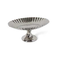 Silver decorative bowl by HKLIVING with a pedestal base on a white background