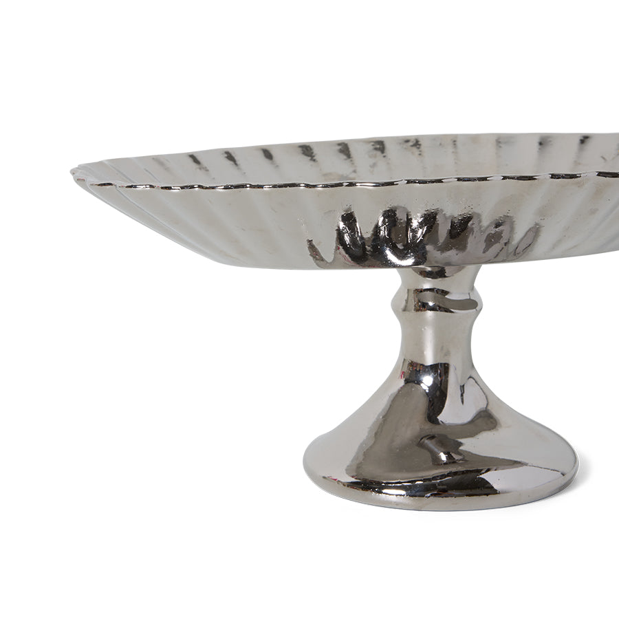 HKLIVING Silver pedestal bowl on a white background