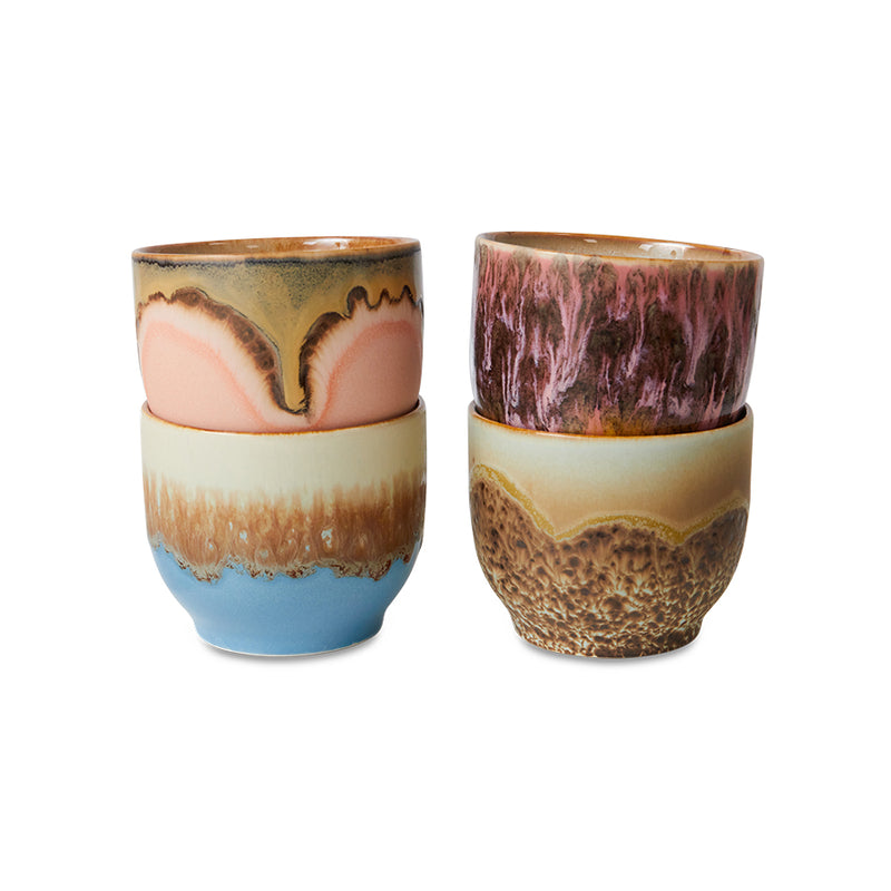 hkliving Cafe Cups, Lagoon Set or Individual, 70s Ceramics