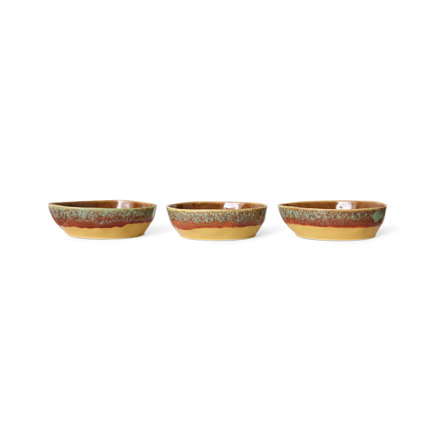 Pasta Bowls, Set of 2, Red Green Beige, Cove 70s Ceramics by hkliving