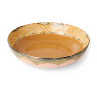 hkliving 70s Ceramic Salad Bowl – 33cm -  Sunflower Blossom Peach Pink Yellow